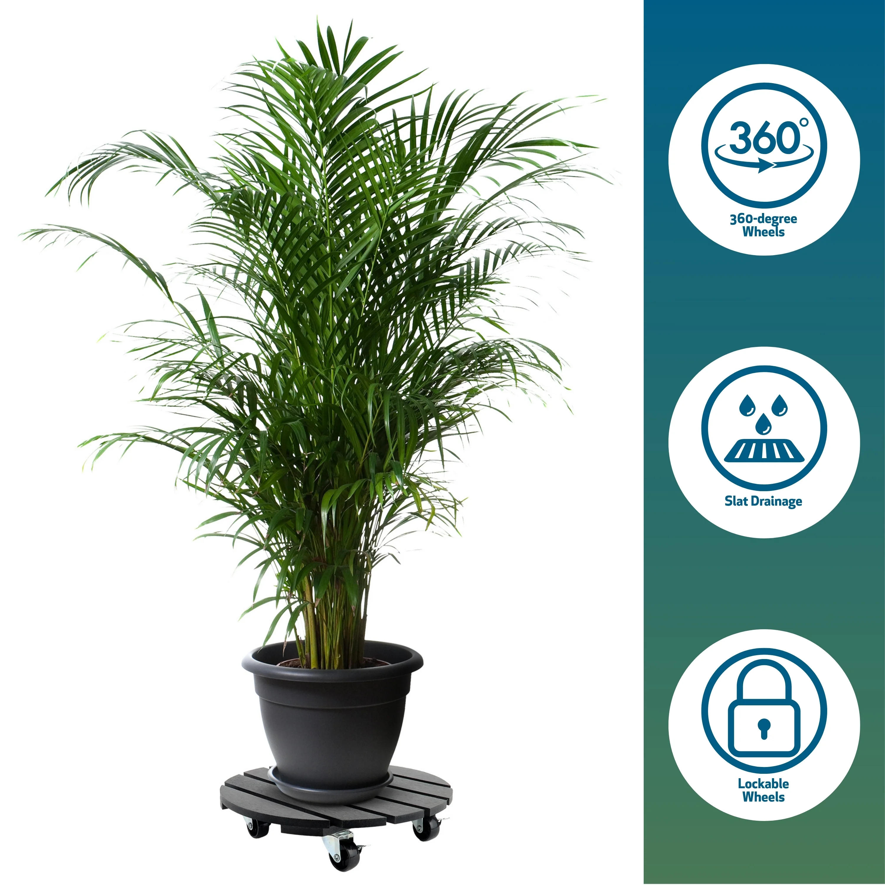 2 Pack Recycled Plastic 12" Plant Caddy - Image 4