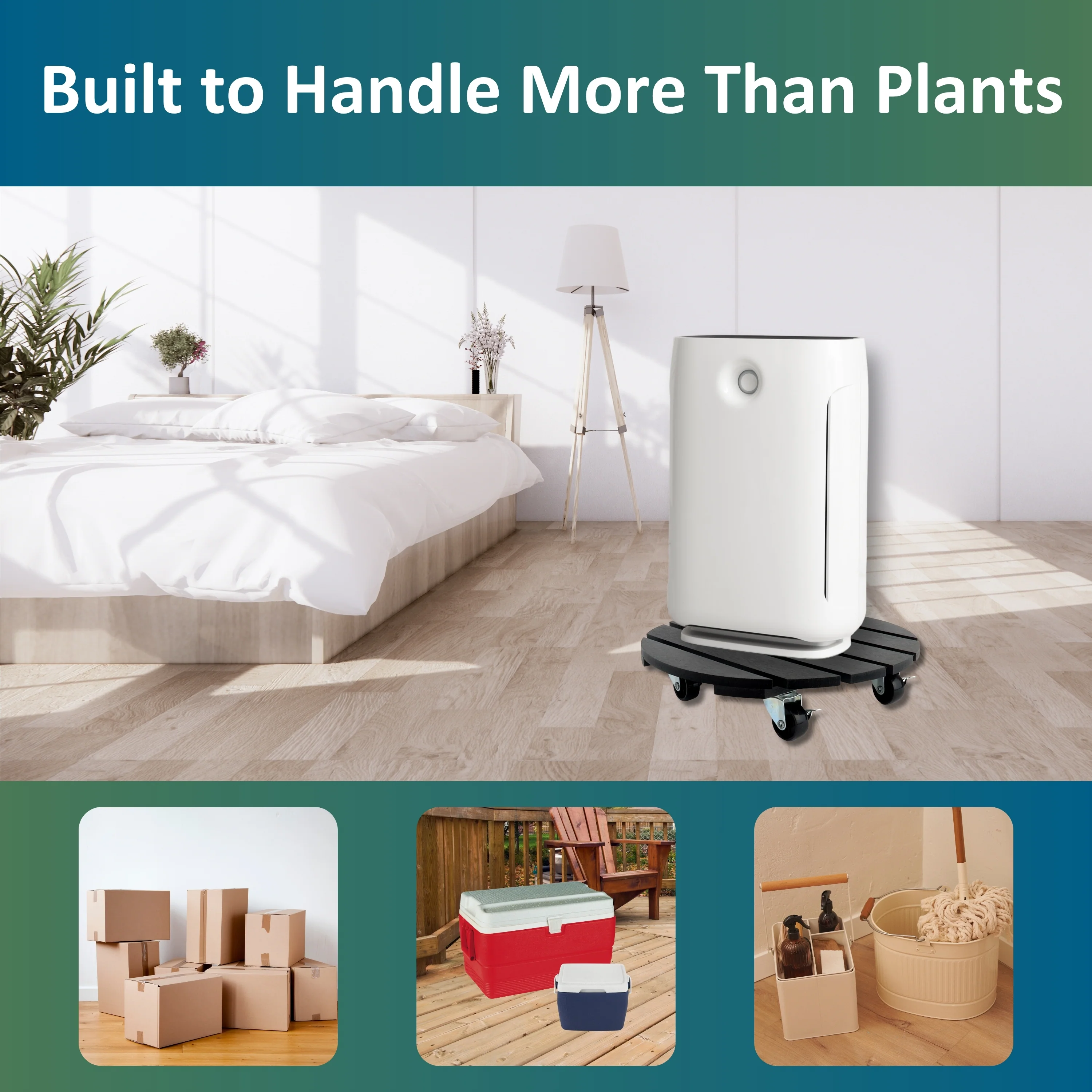 2 Pack Recycled Plastic 12" Plant Caddy - Image 6