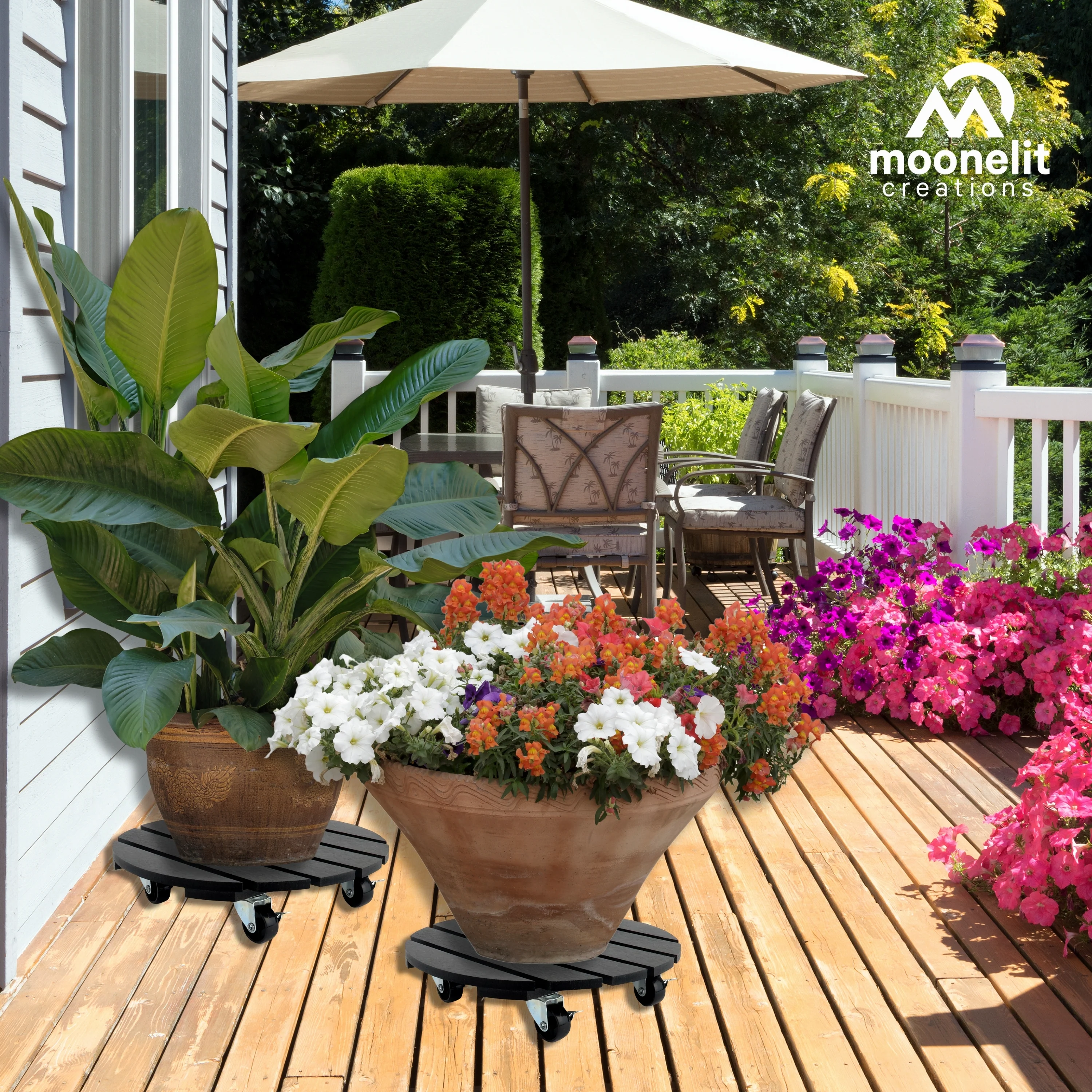 2 Pack Recycled Plastic 12" Plant Caddy - Image 8