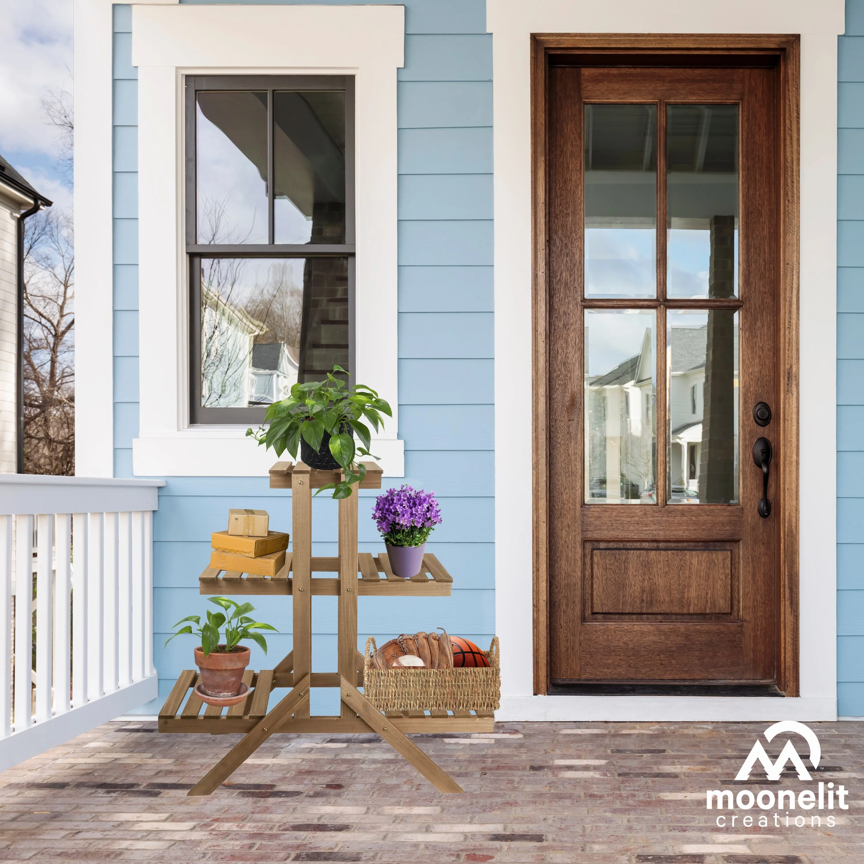 3-Tier Wooden Plant Stand and Shelf - Image 5