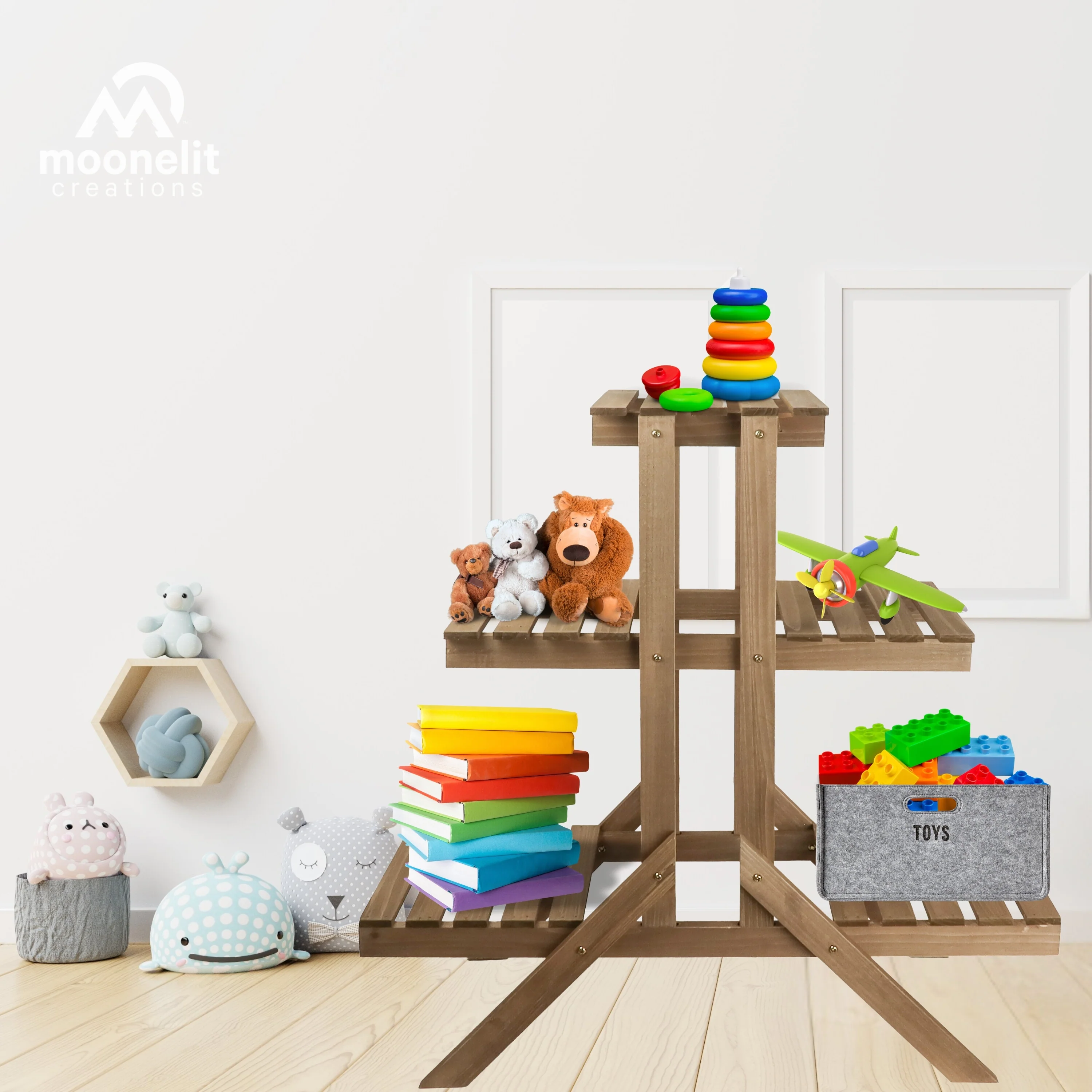 3-Tier Wooden Plant Stand and Shelf - Image 6