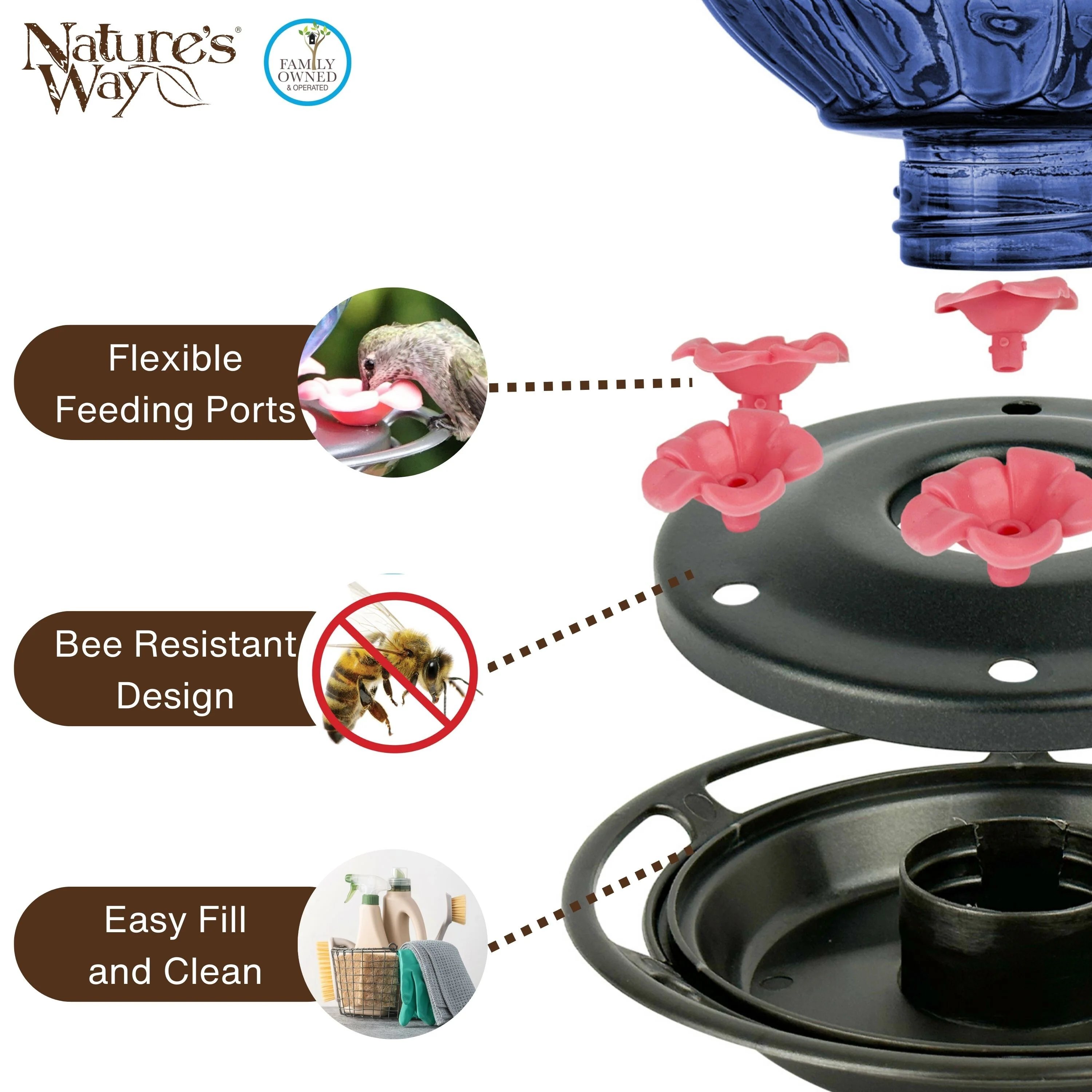 Perfect Pitcher Antique Glass Gravity Hummingbird Feeder - Image 4