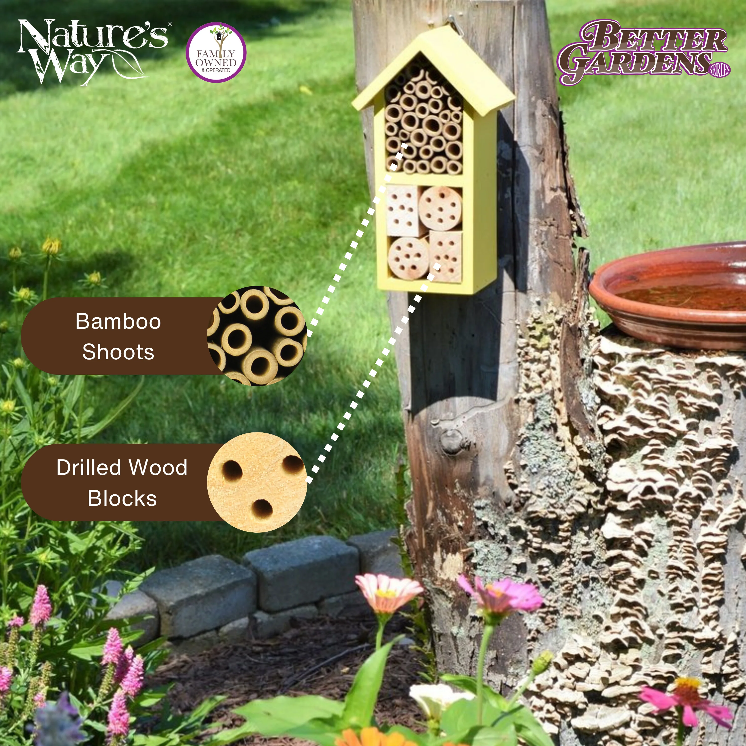 Better Gardens Dual-Chamber Beneficial Insect House - Yellow - Image 3