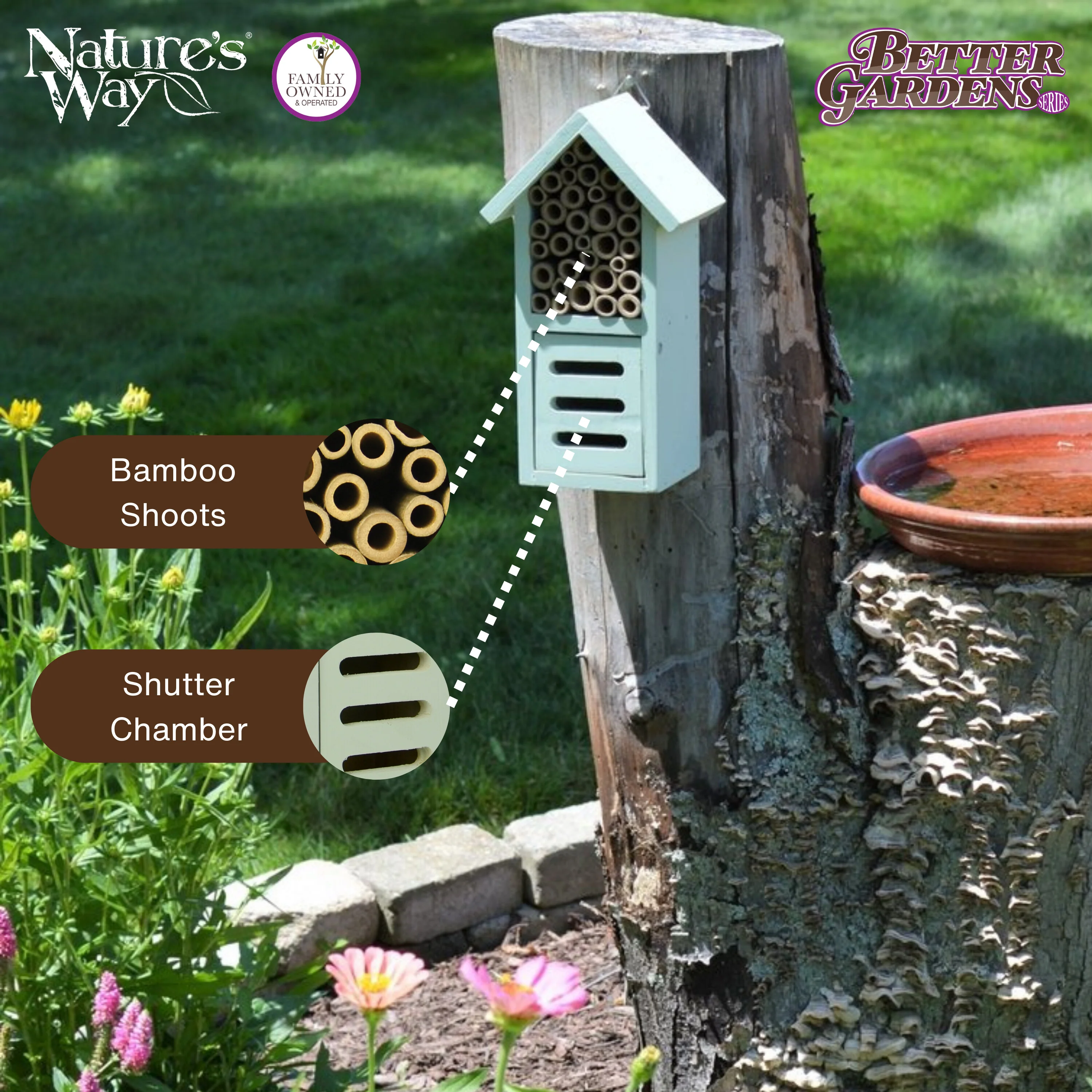 Better Gardens Dual-Chamber Beneficial Insect House - Green - Image 3