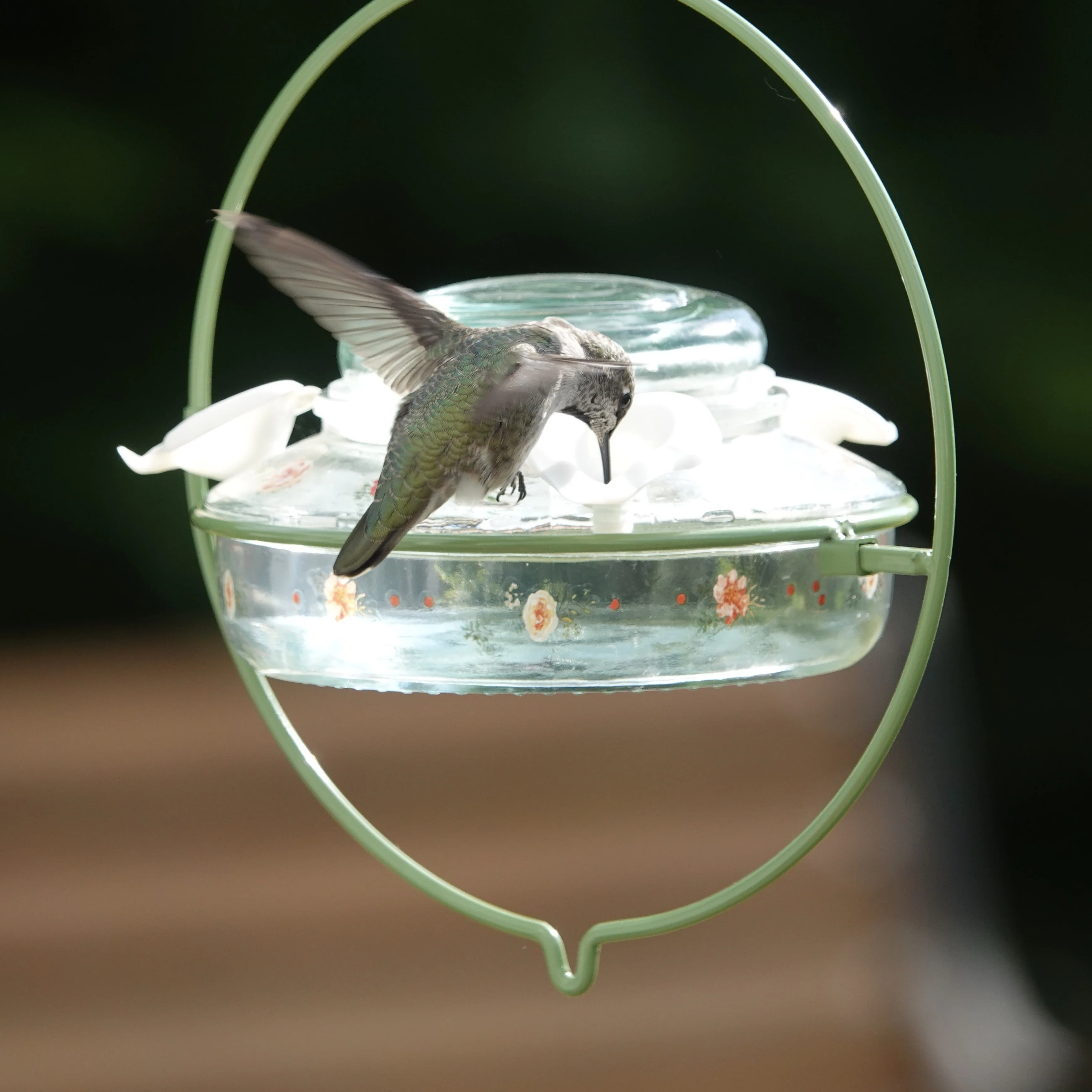 Decorative Glass Top-Fill Hummingbird Feeder - Gardenia Bouquet - Image 10