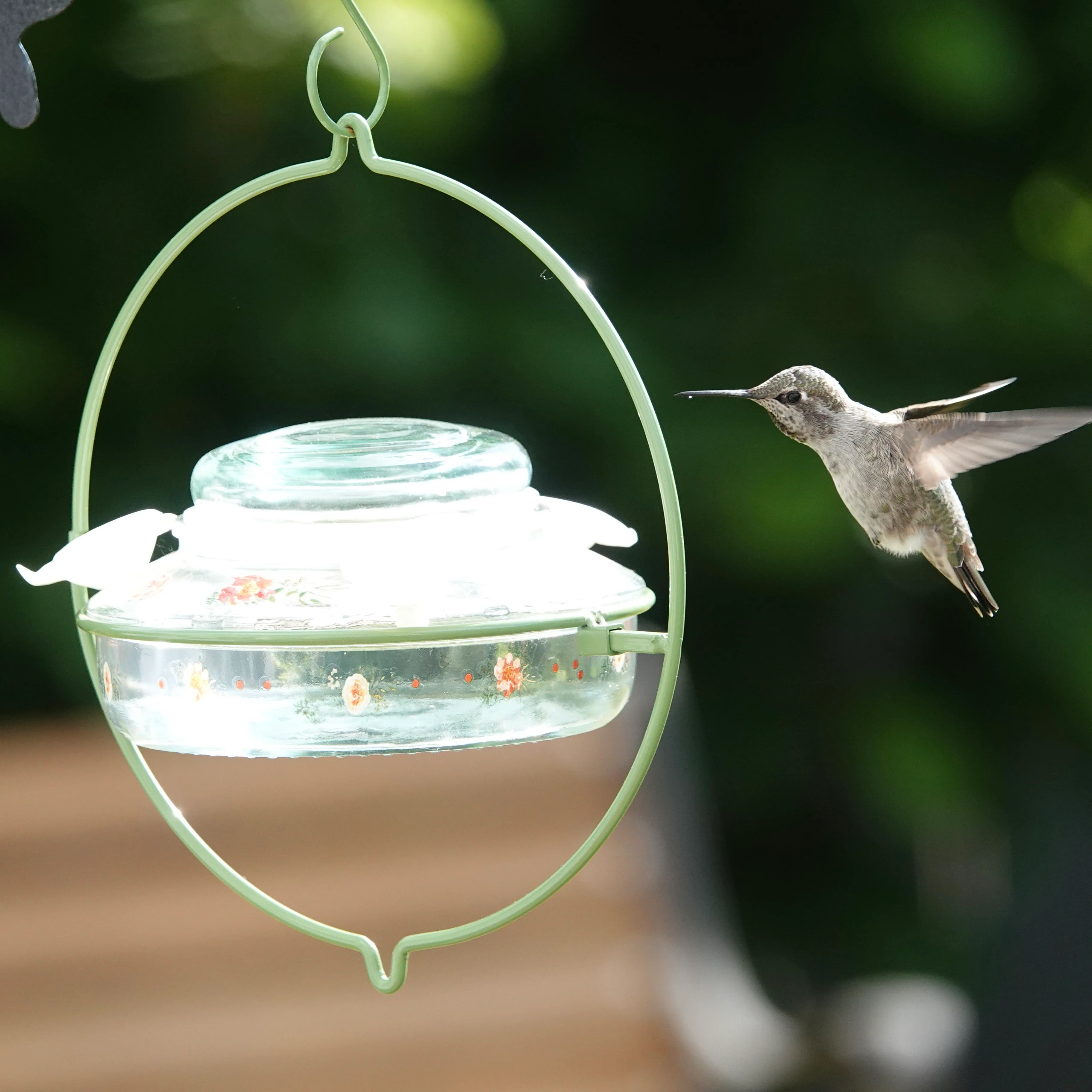 Decorative Glass Top-Fill Hummingbird Feeder - Gardenia Bouquet - Image 8