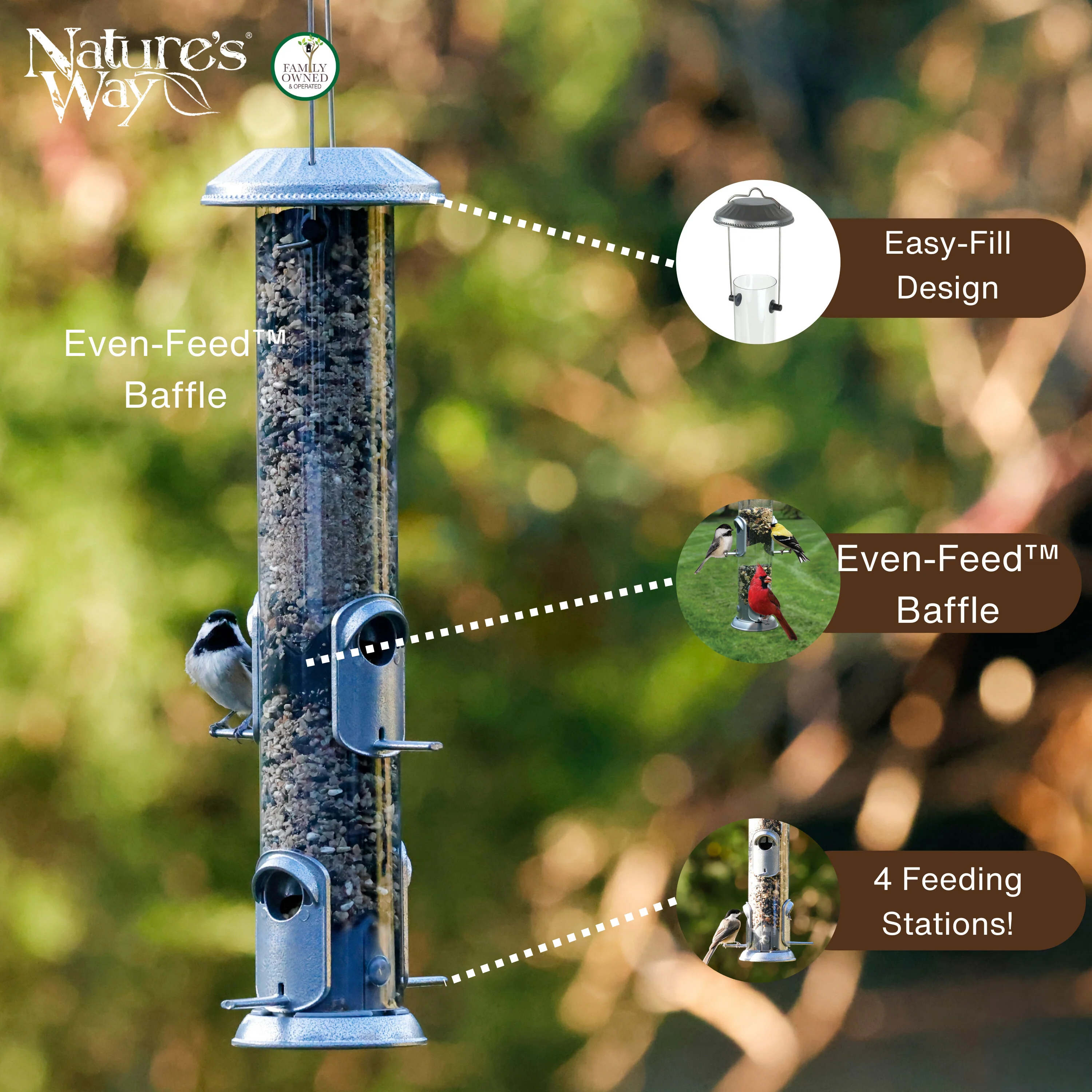 Deluxe Metal Easy Clean Tube Feeder - Image 3
