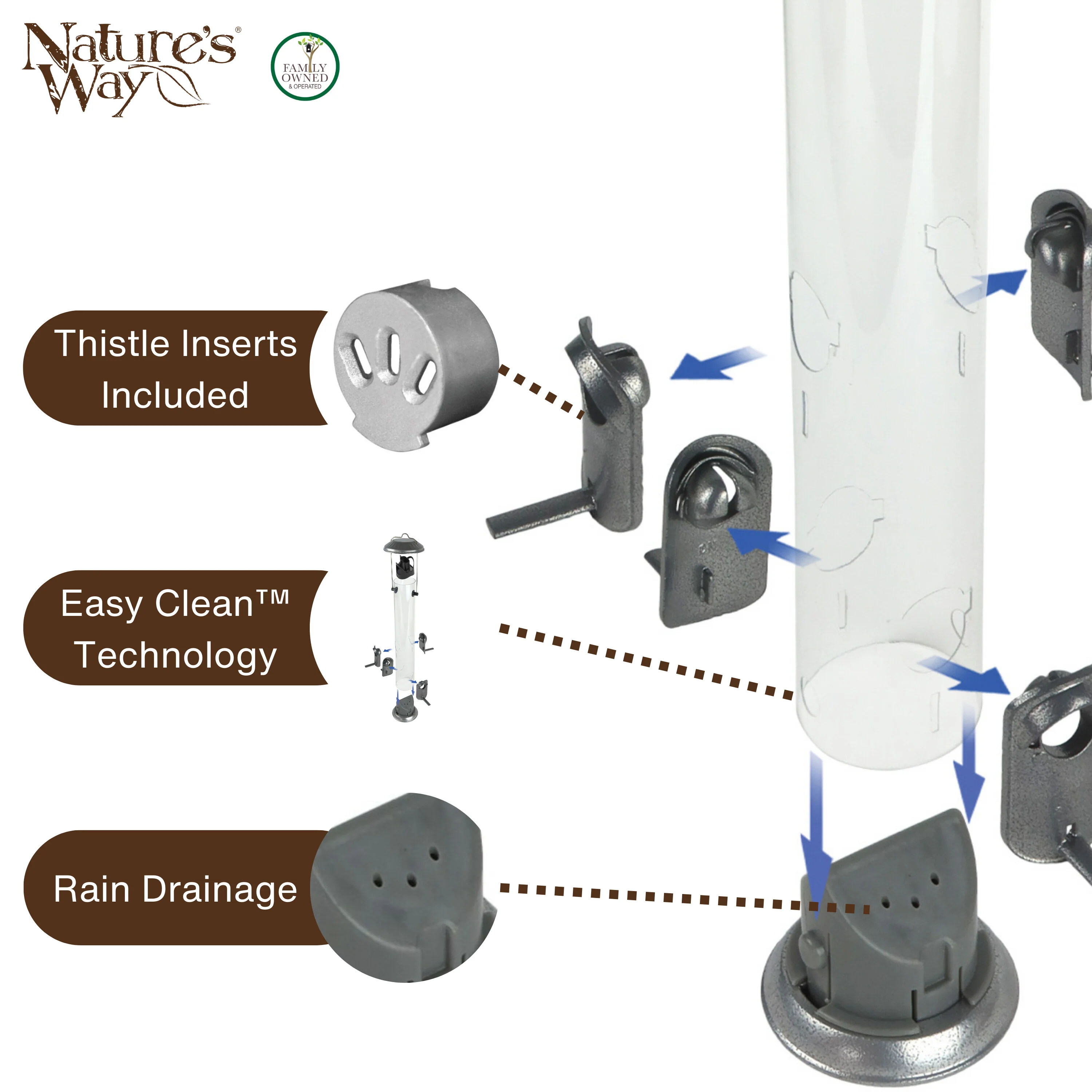 Deluxe Metal Easy Clean Tube Feeder - Image 4
