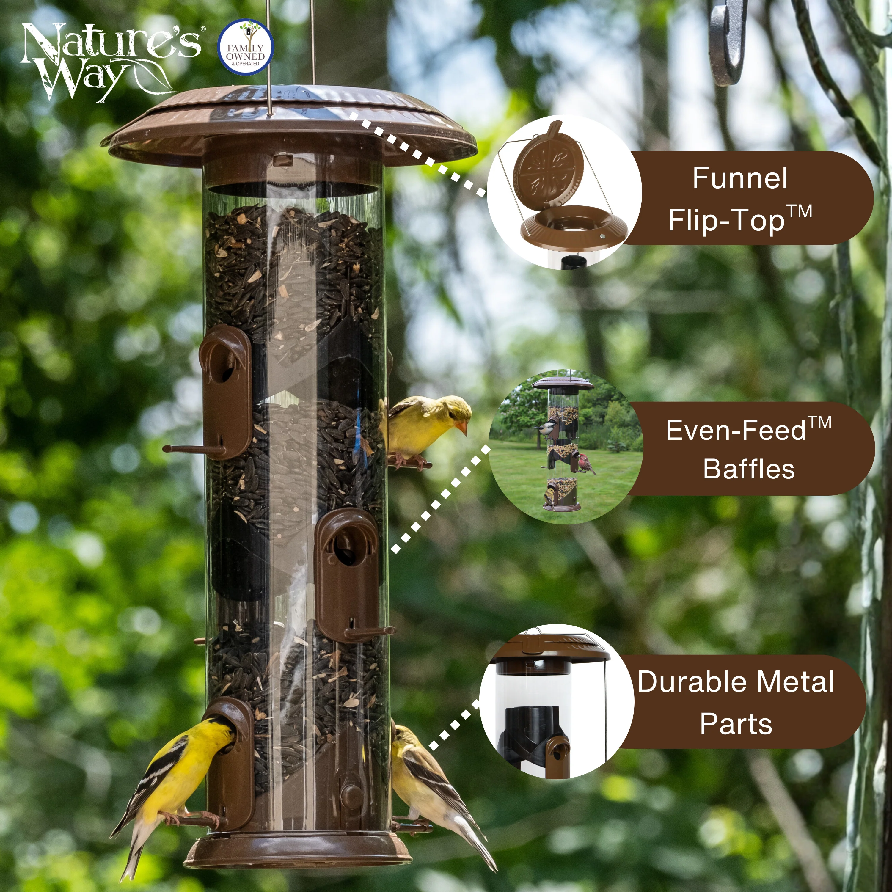 Wide Deluxe Funnel Flip-Top Tube Feeder - Image 3