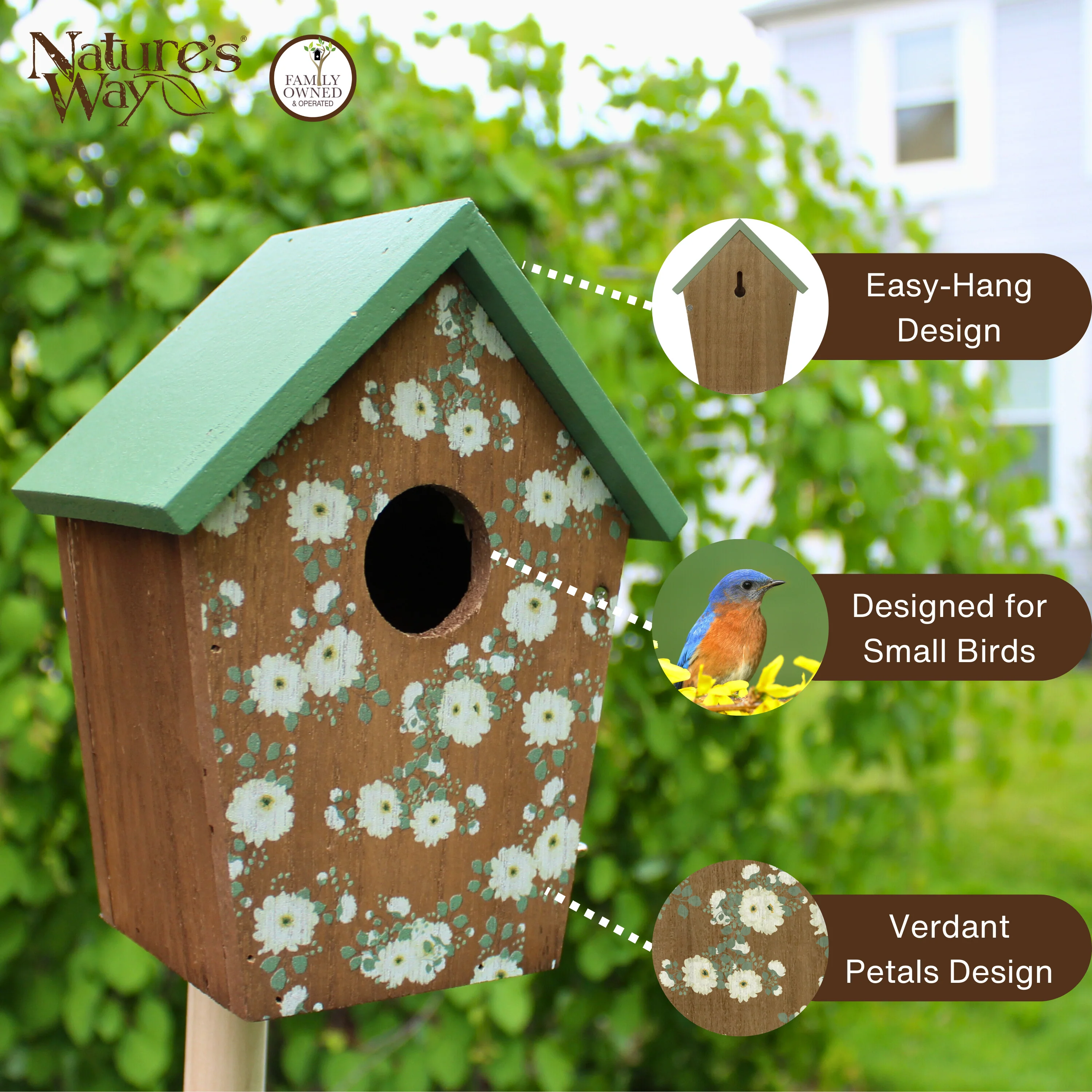 Verdant Petals Decorative Bluebird House - Image 3