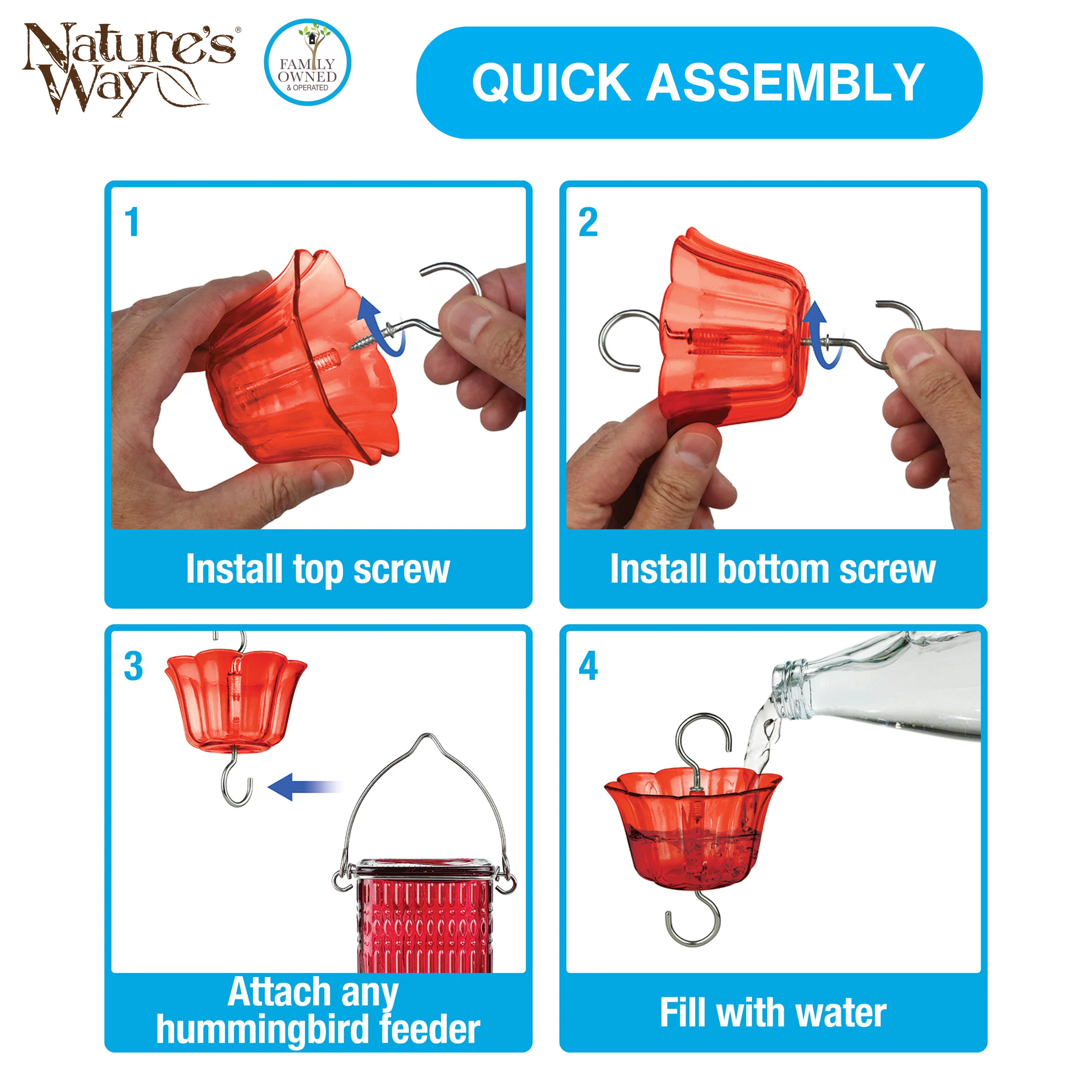 4-Pack Red Hummingbird Feeder Ant Moat - Image 7