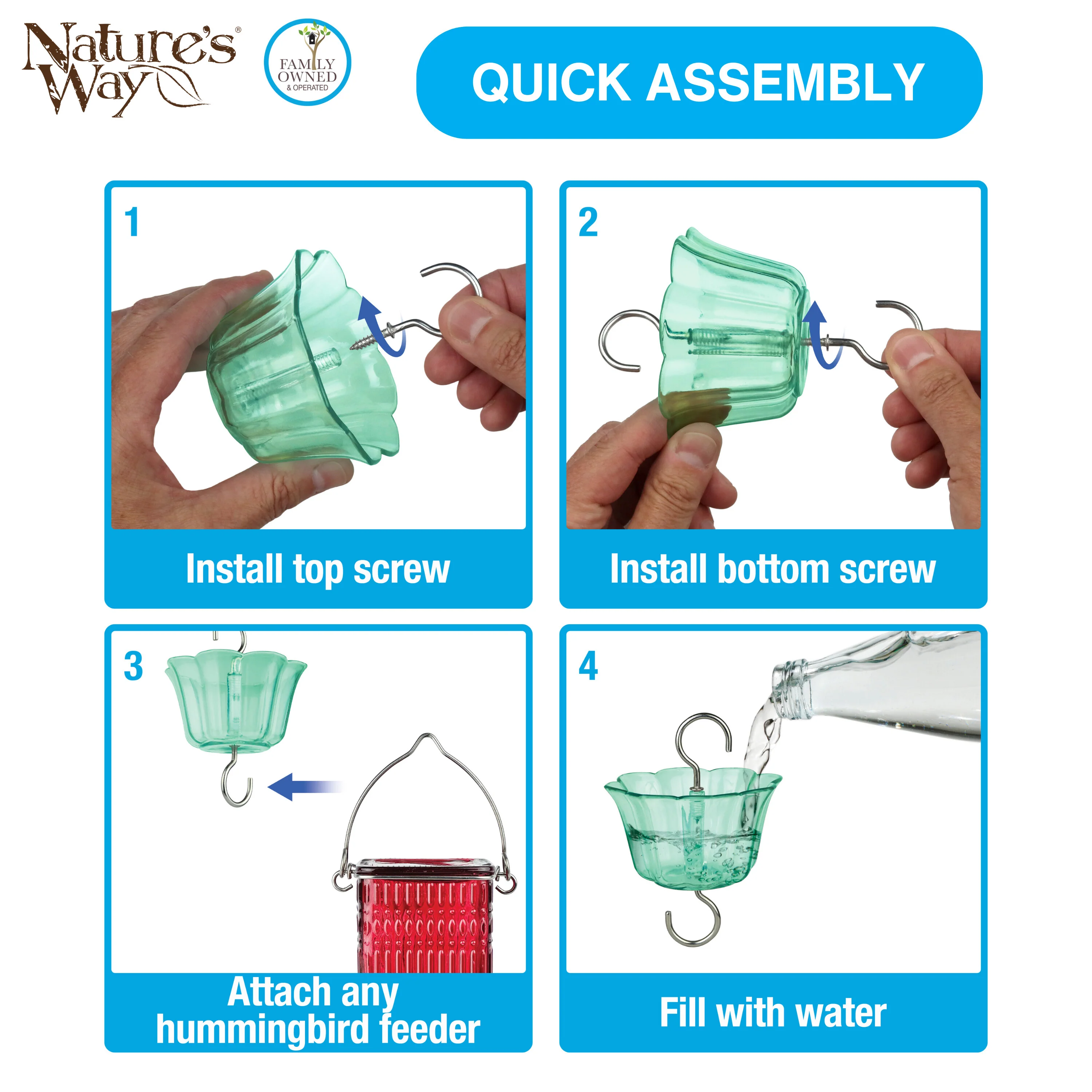 4-Pack Teal Hummingbird Feeder Ant Moat - Image 7