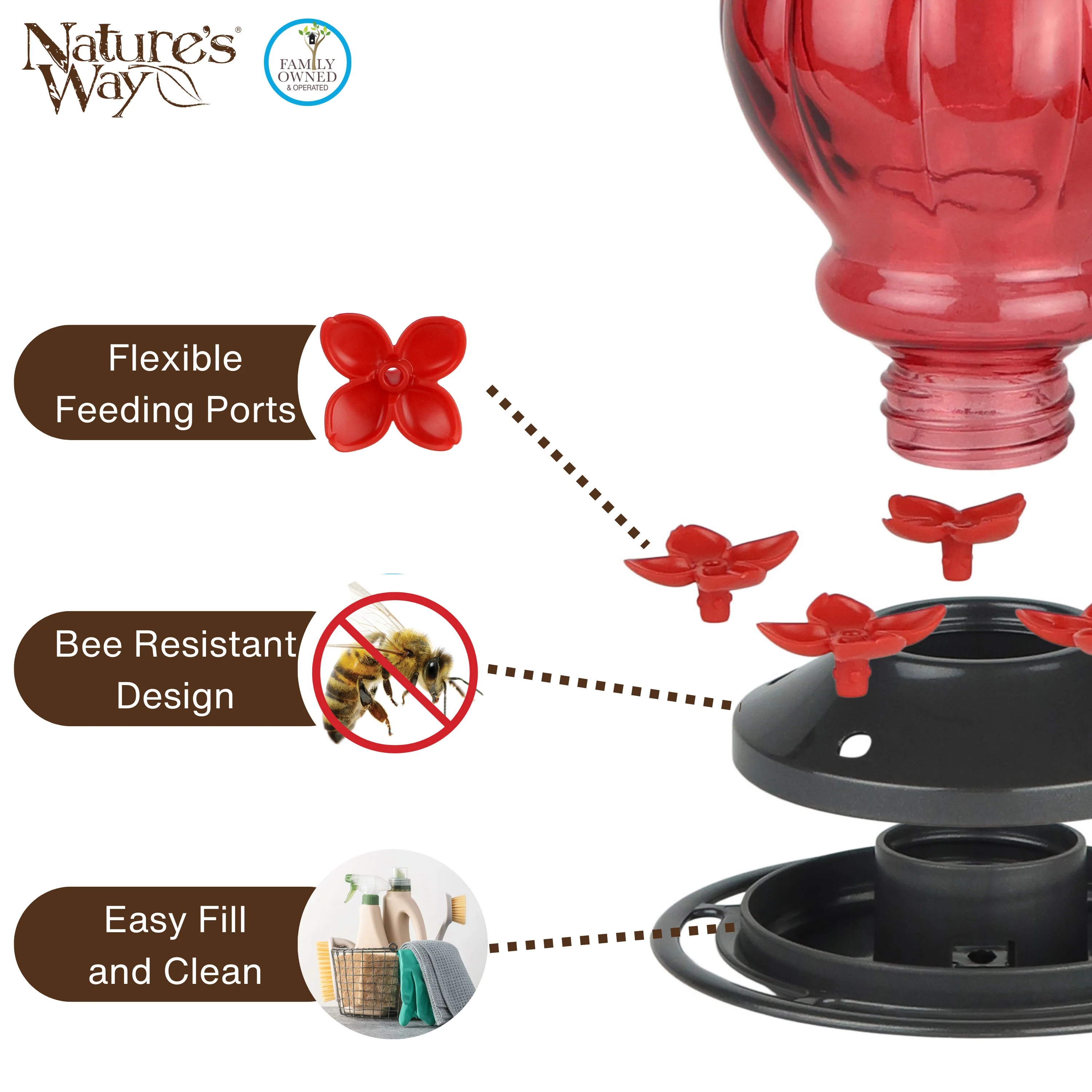 Garnet Visions Antique Hummingbird Gravity Feeder - Image 4