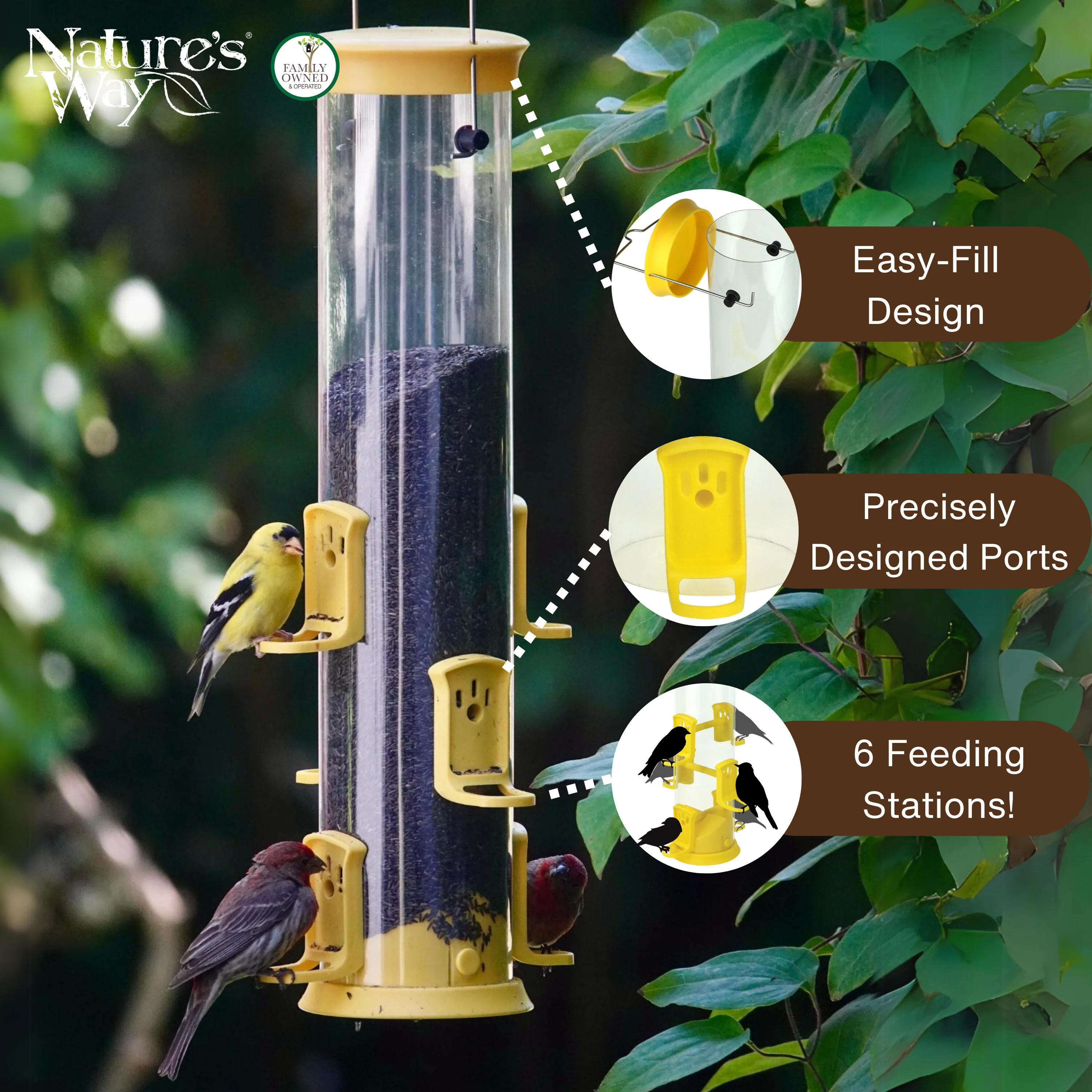 Large Plastic Thistle Tube Bird Feeder - Image 3