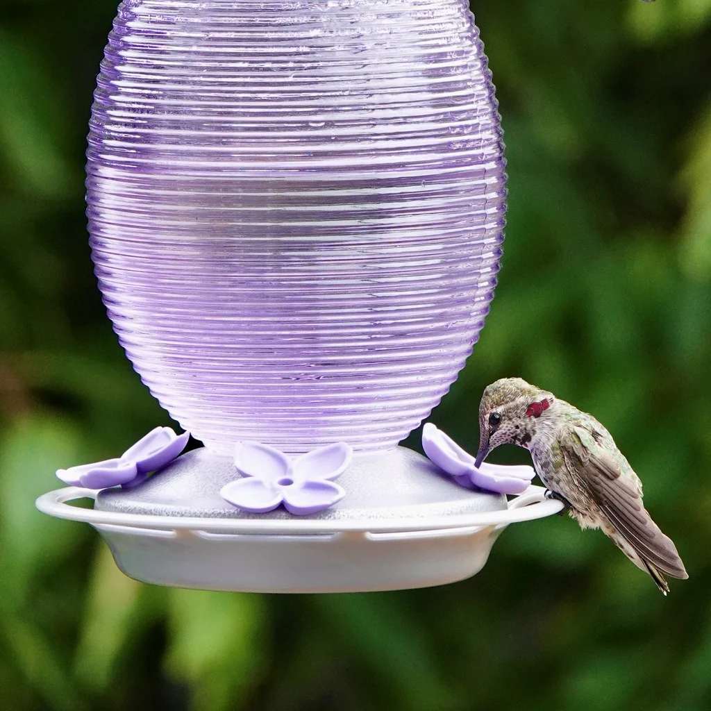Lilac Dreams Antique Glass Gravity Hummingbird Feeder - Image 8