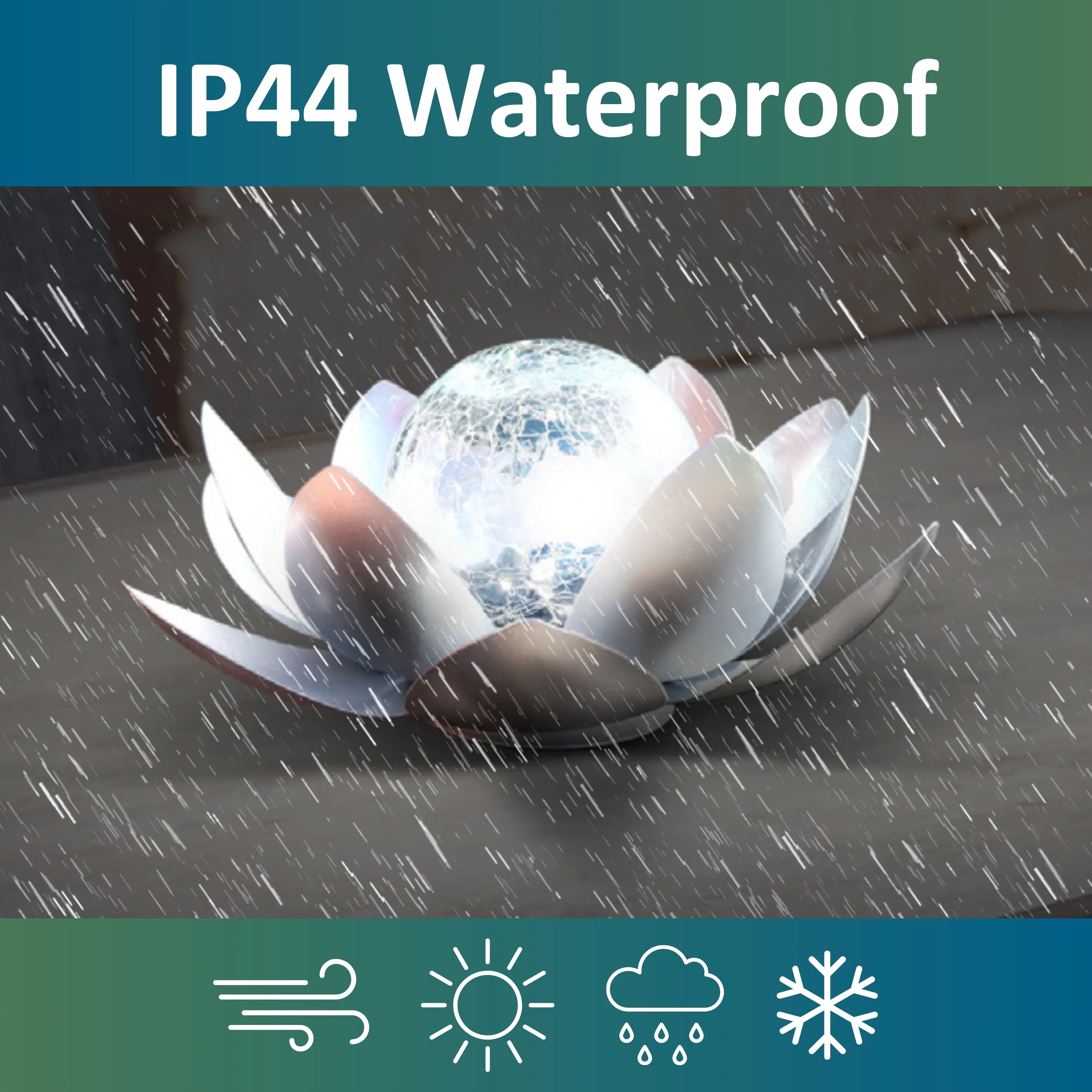 Lotus Flower Solar LED Garden Light - Silver - Image 6