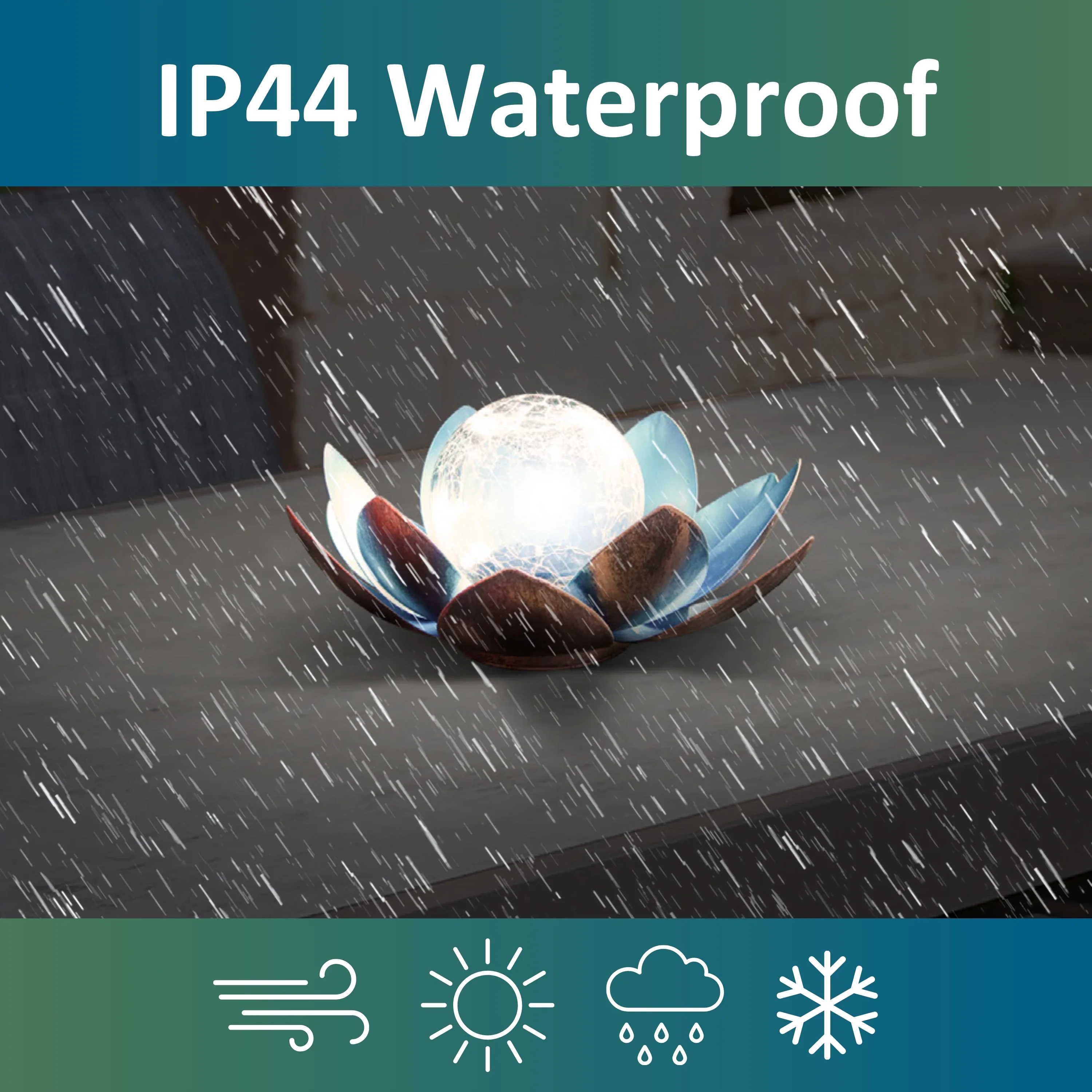 Lotus Flower Solar LED Garden Light - Blue - Image 6