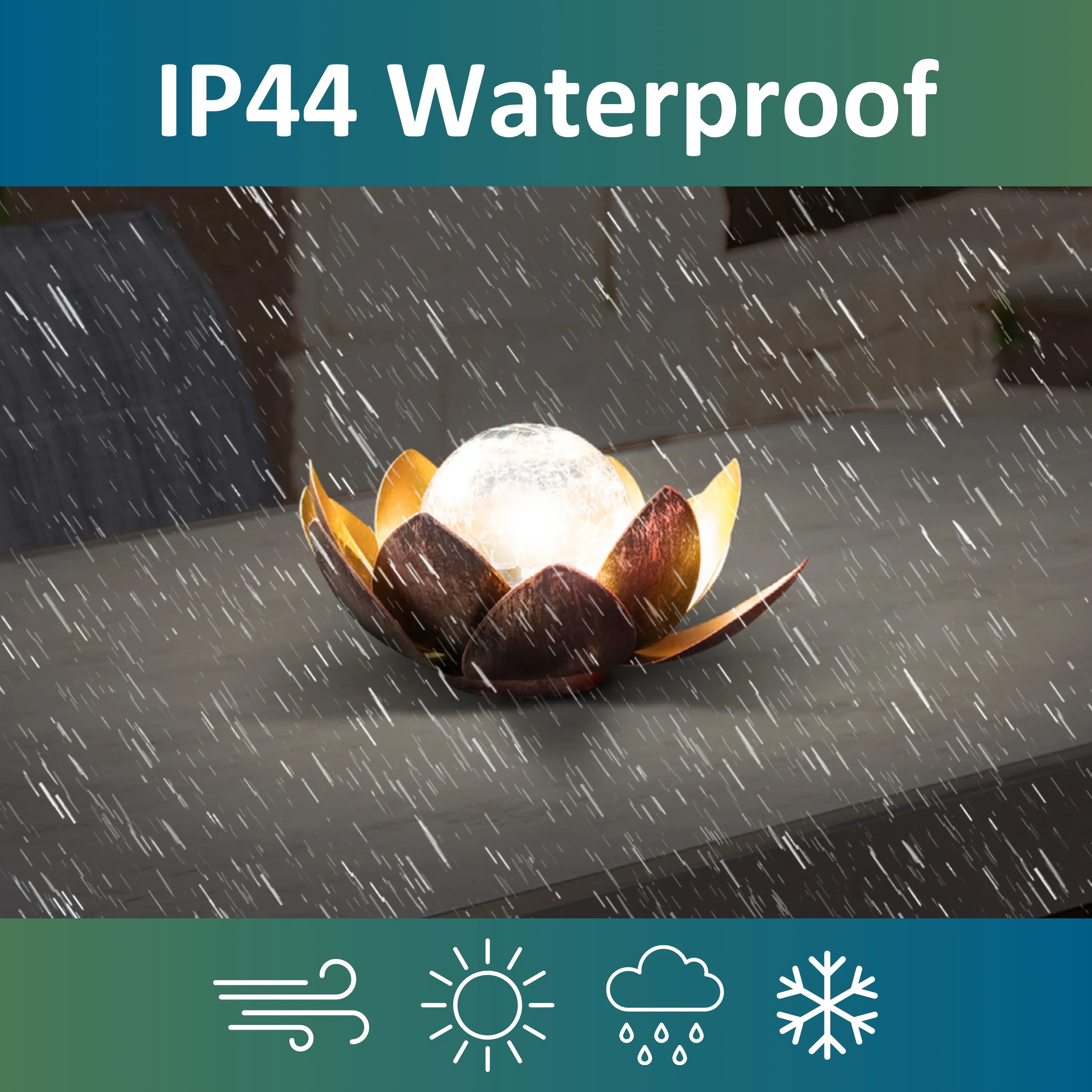 Lotus Flower Solar LED Garden Light - Gold - Image 5