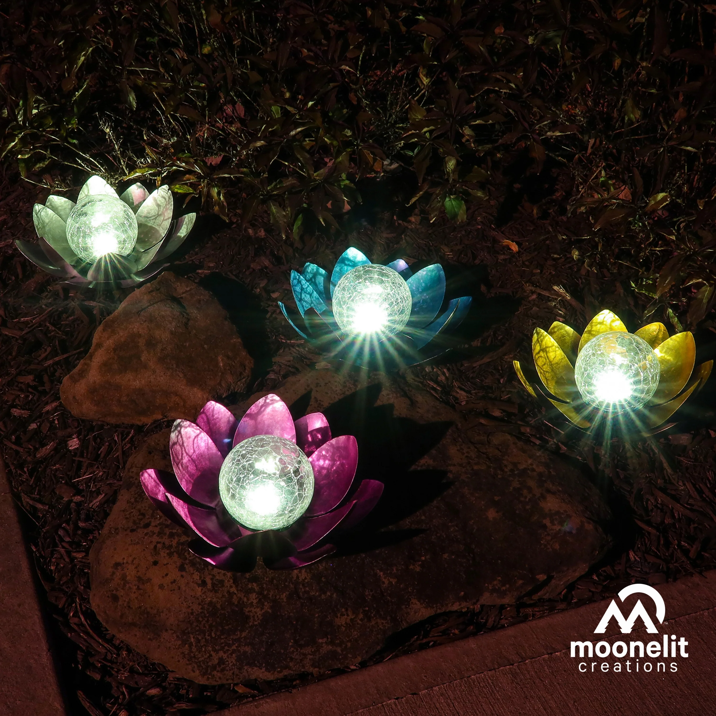 Lotus Flower Solar LED Garden Light - Gold - Image 7