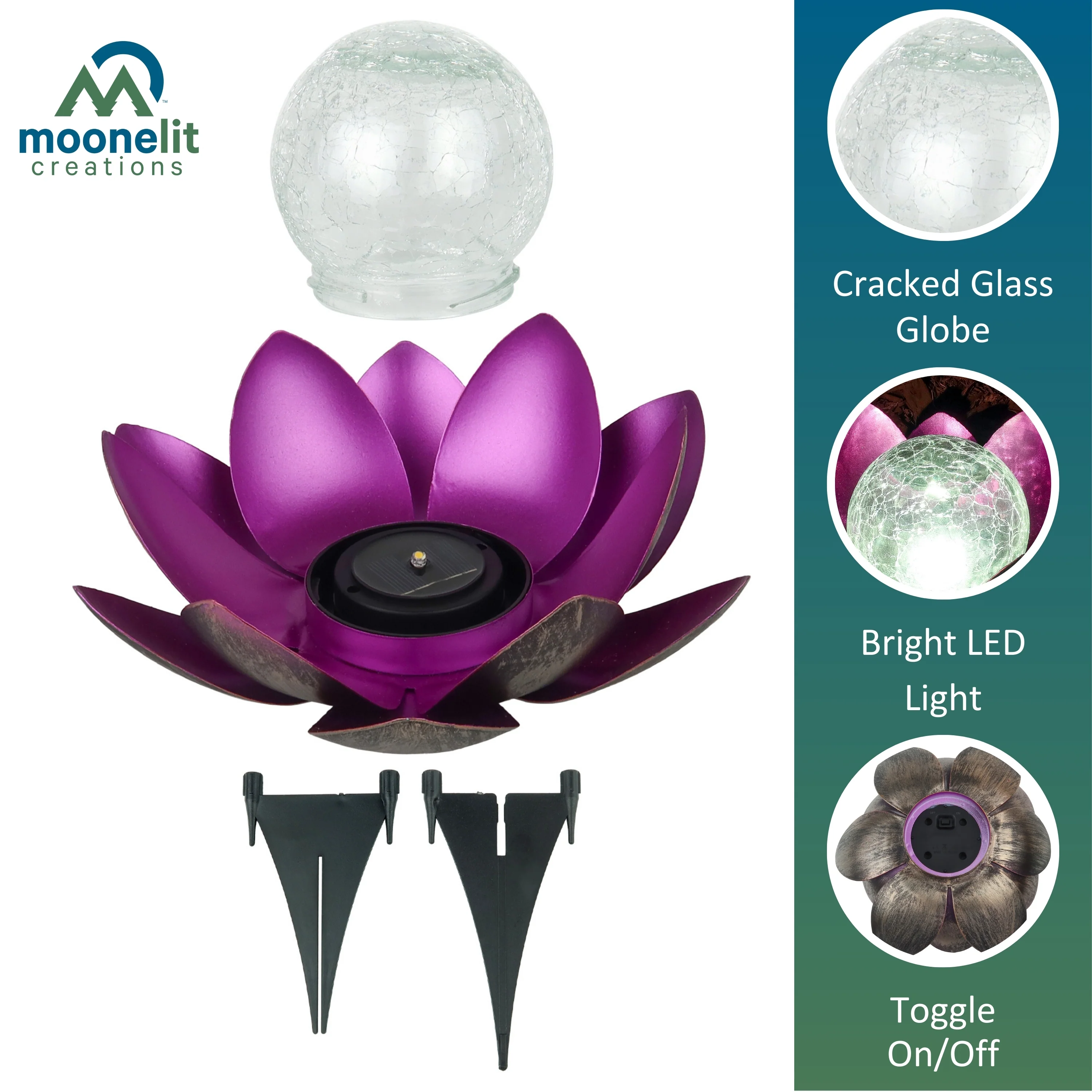 Lotus Flower Solar LED Garden Light - Violet - Image 3