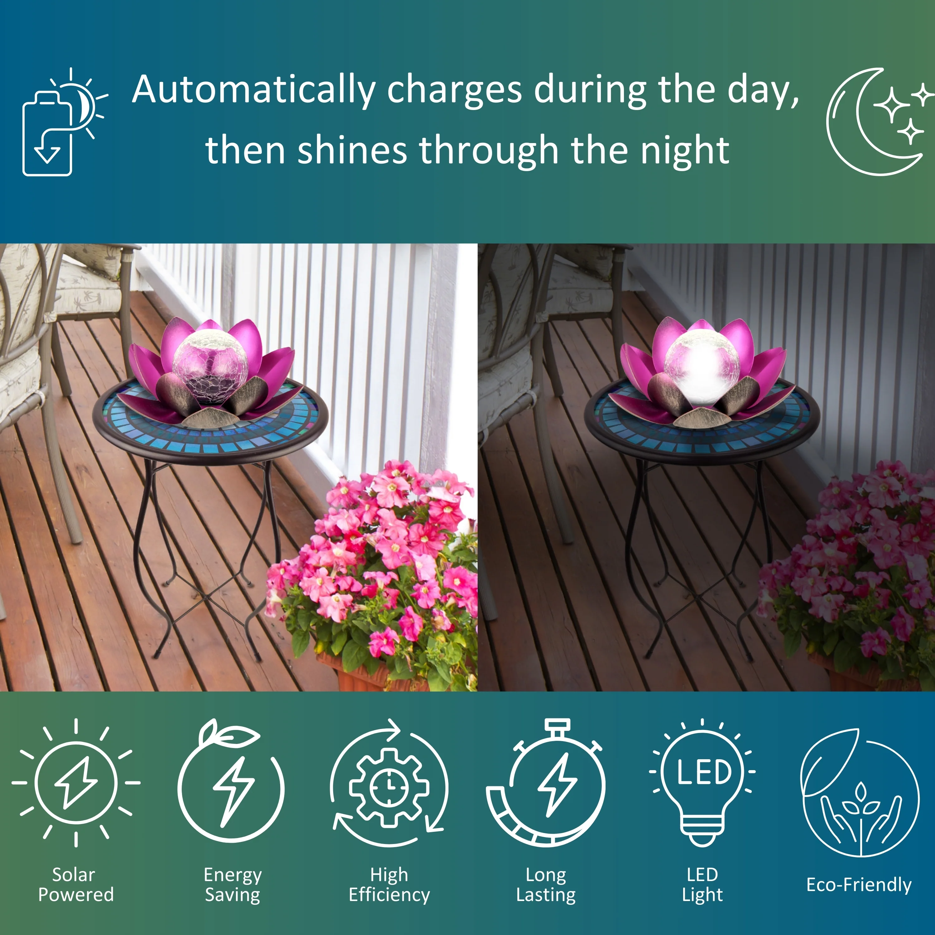 Lotus Flower Solar LED Garden Light - Violet - Image 4