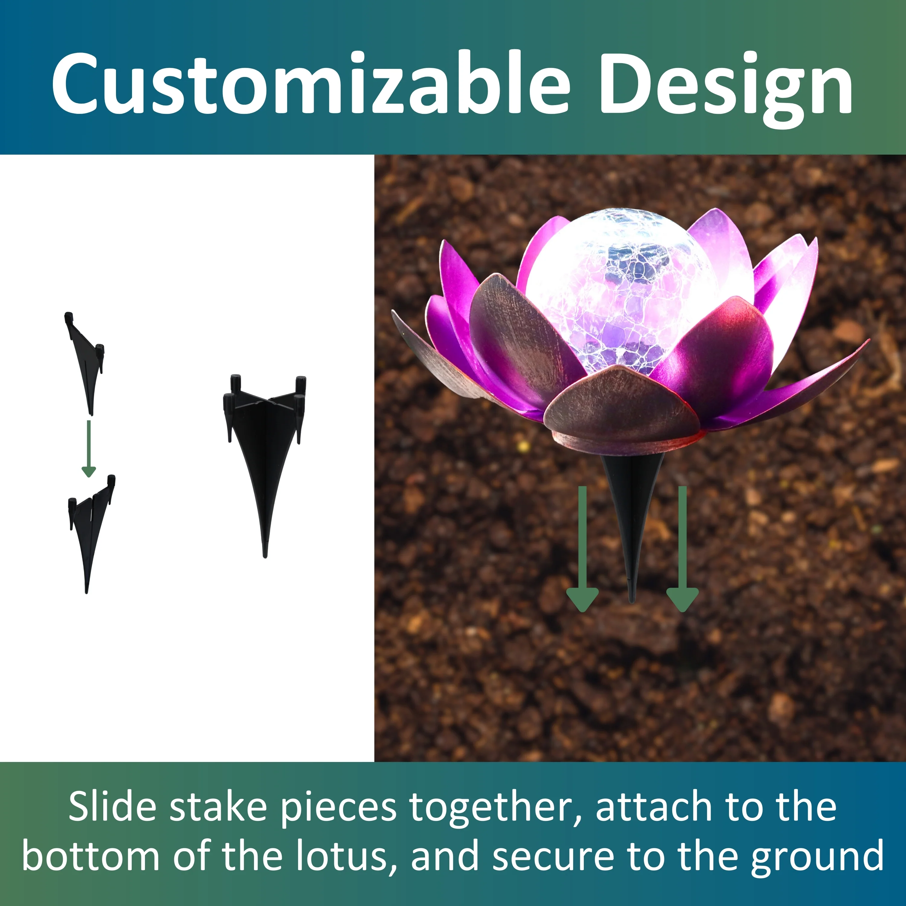 Lotus Flower Solar LED Garden Light - Violet - Image 5