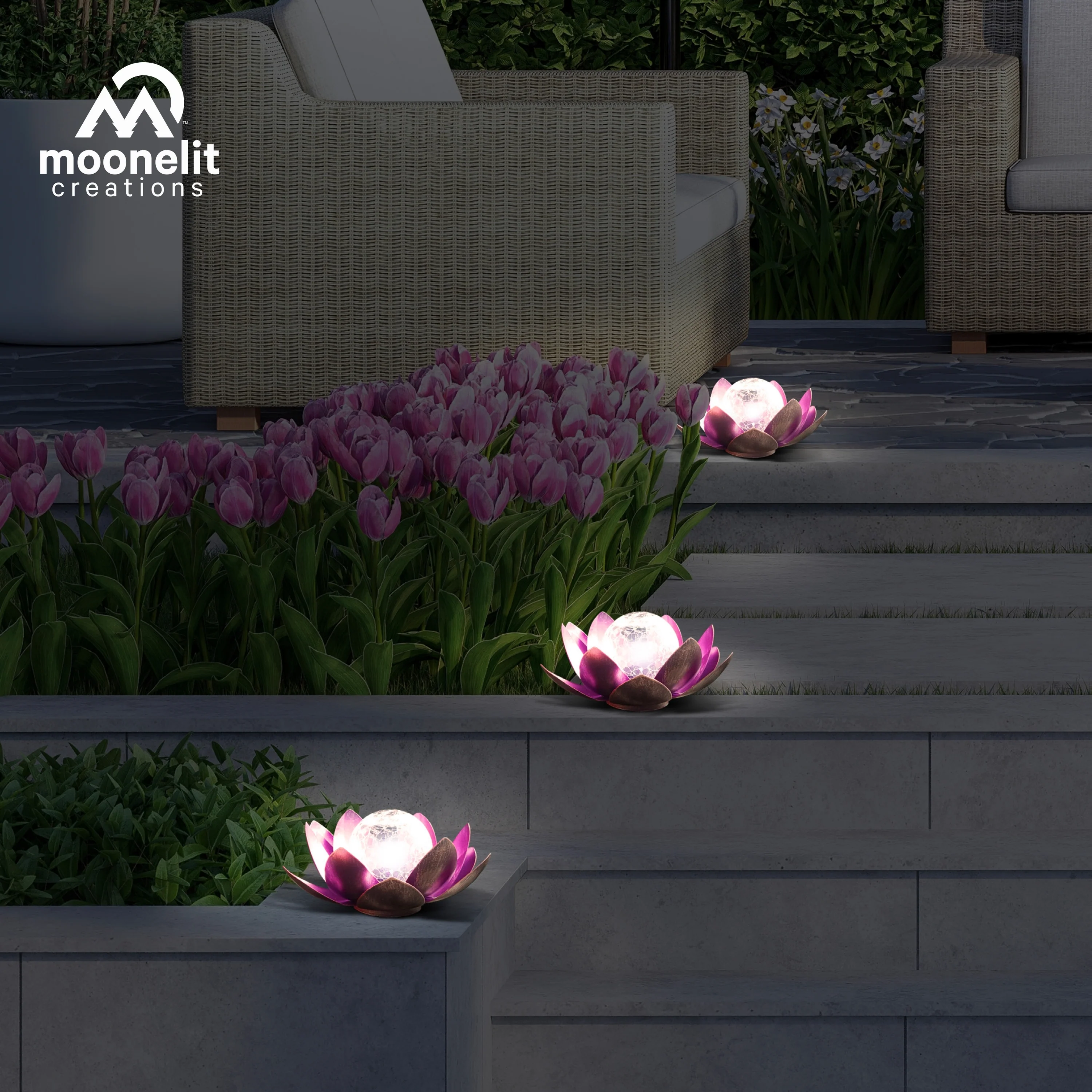 Lotus Flower Solar LED Garden Light - Violet - Image 7