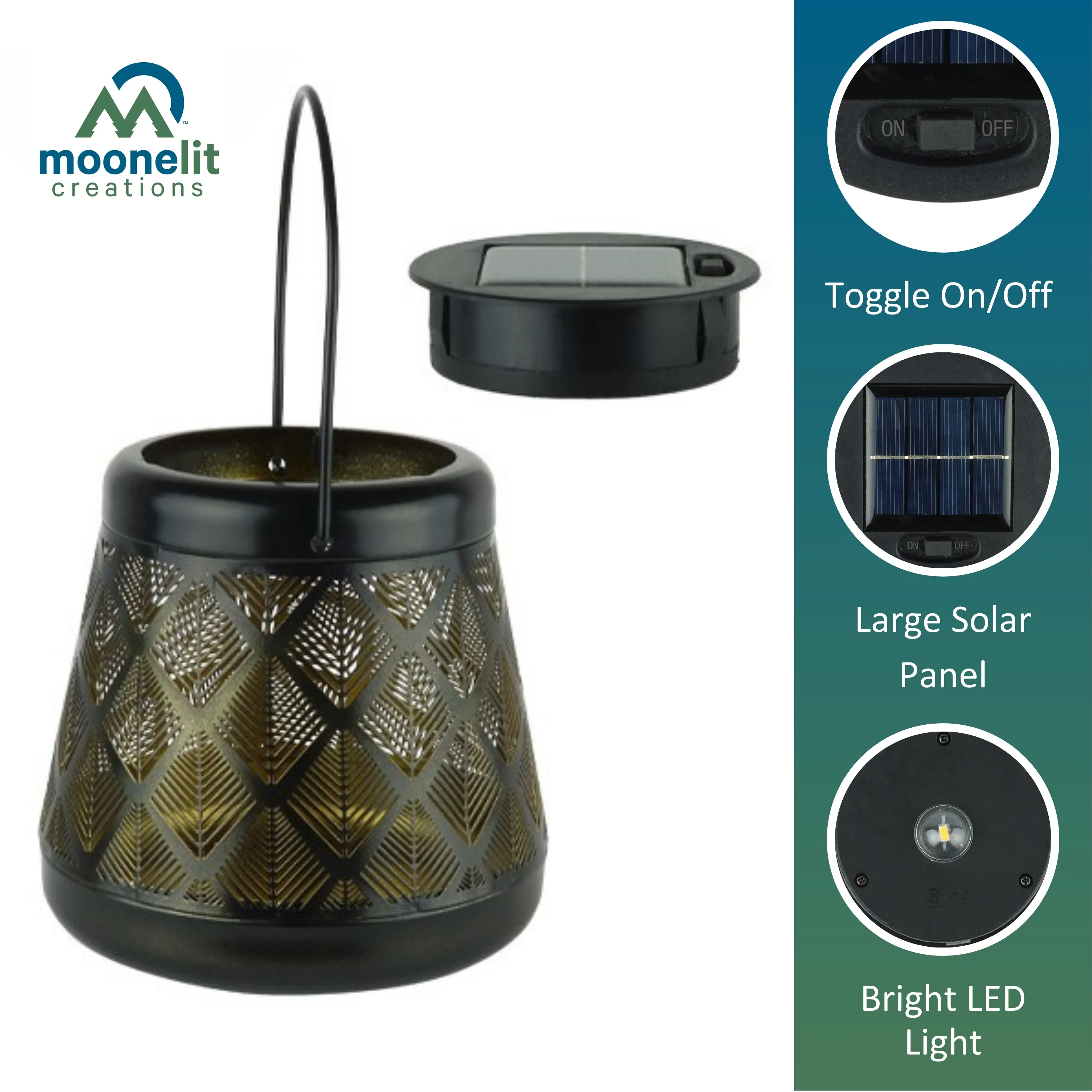 Solar LED Stake Lantern with Shepherd Hook - Image 3