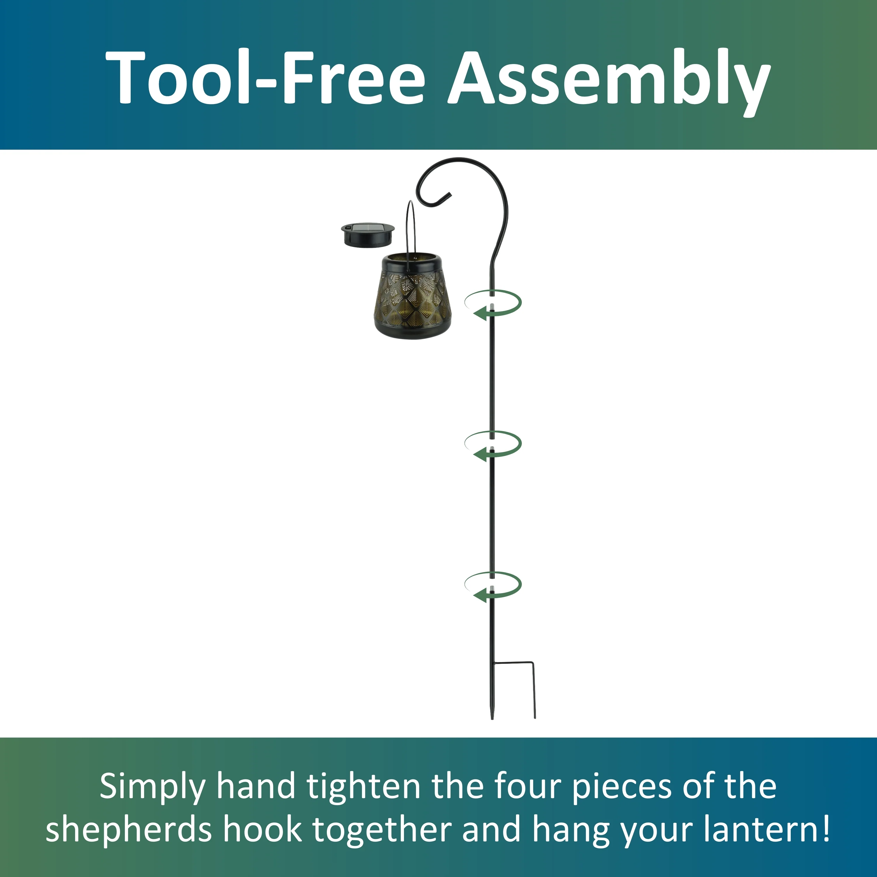 Solar LED Stake Lantern with Shepherd Hook - Image 4