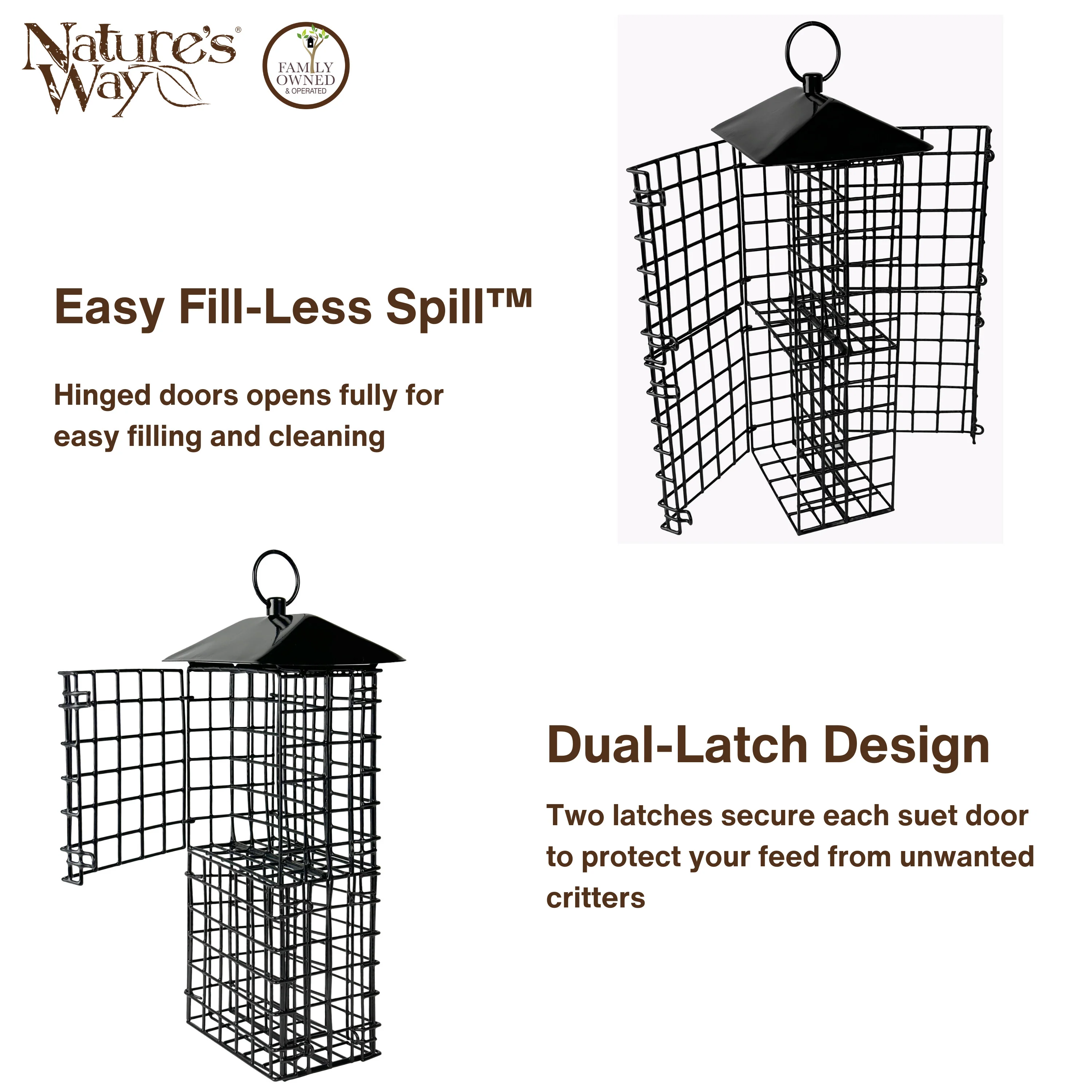Metal Four Cake Suet Cage Bird Feeder w/ Roof - Four Cake - Image 4