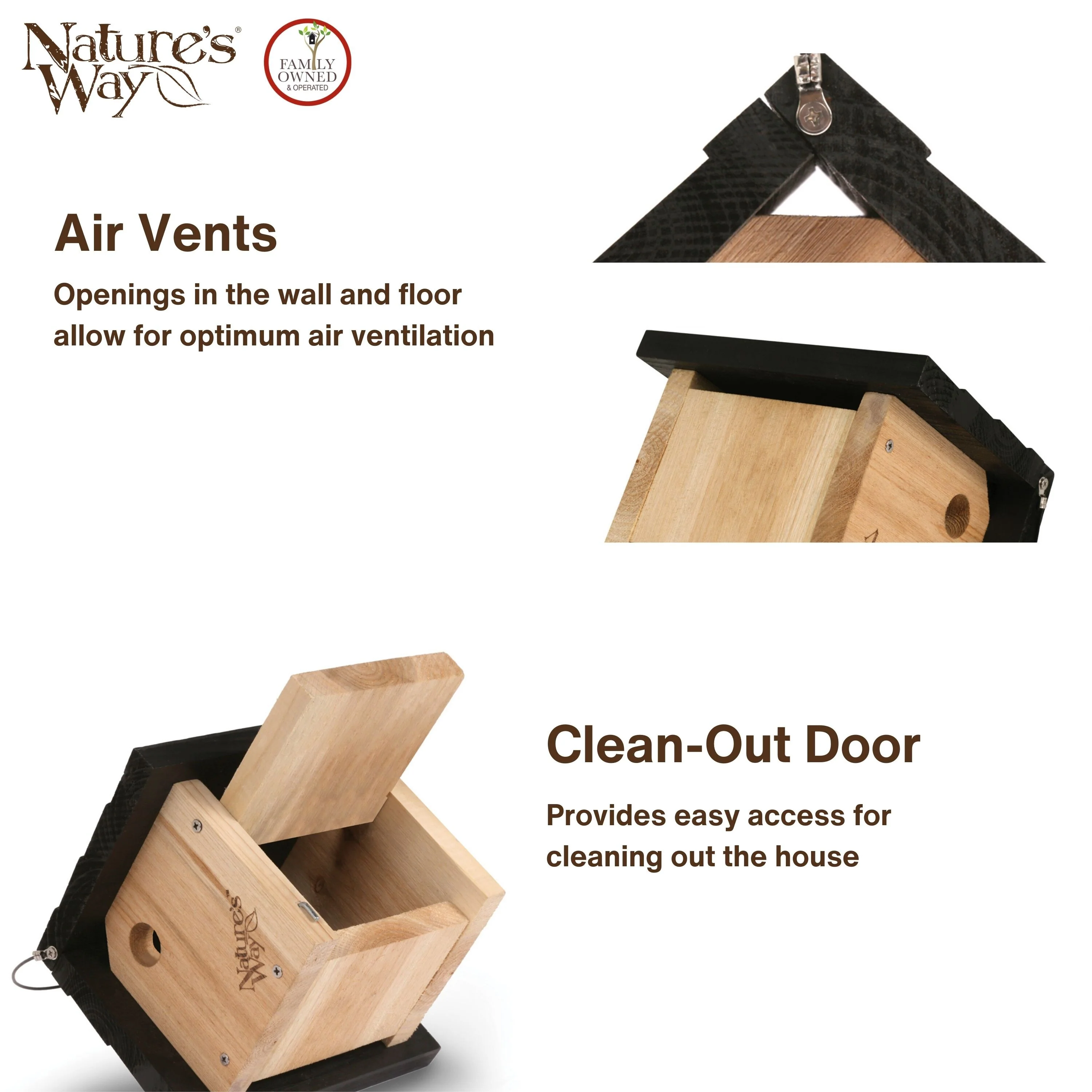 Traditional Cedar Wren House with Clean-Out Door - Image 4