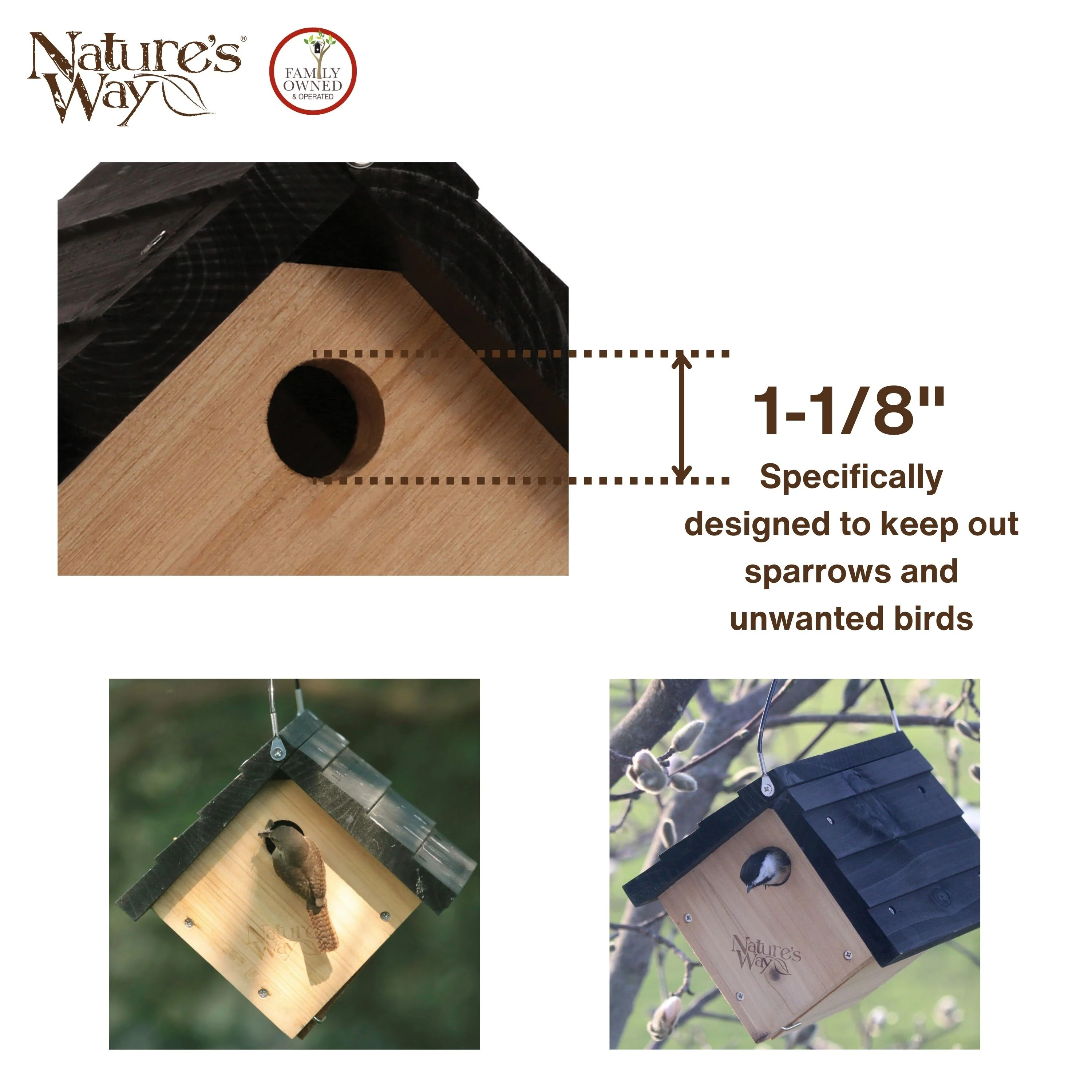 Traditional Cedar Wren House with Clean-Out Door - Image 5